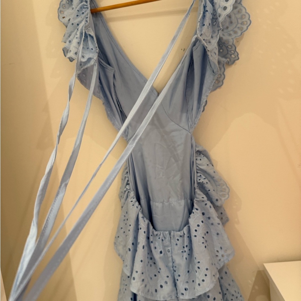 Eyelet Blue Ruffle Dress - Picture 5 of 5